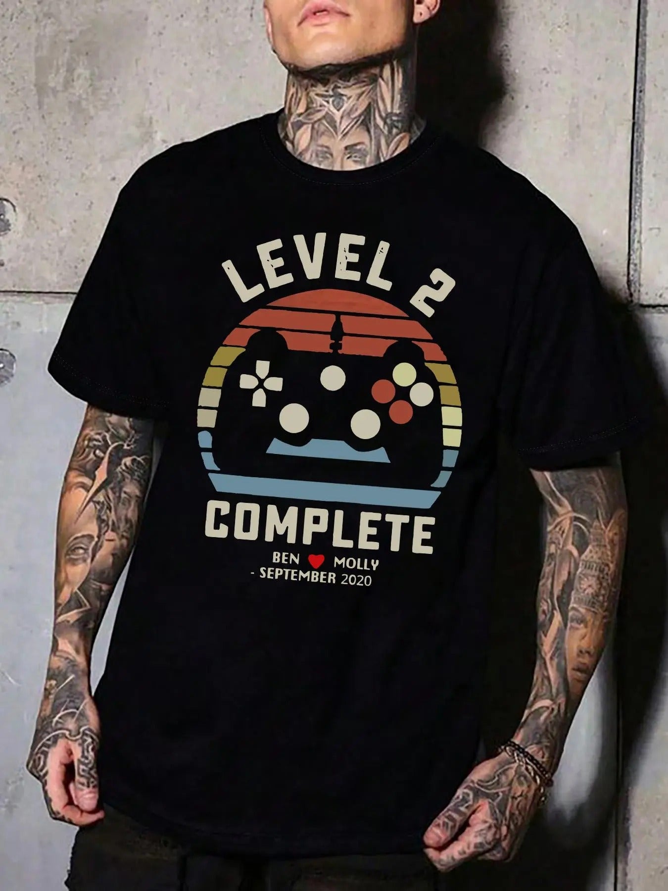 Men'WB shield Regular Fit Game Console & Letter Print Round Neck Tee, Casual Comfy Short Sleeve T-shirt for Daily Wear,...