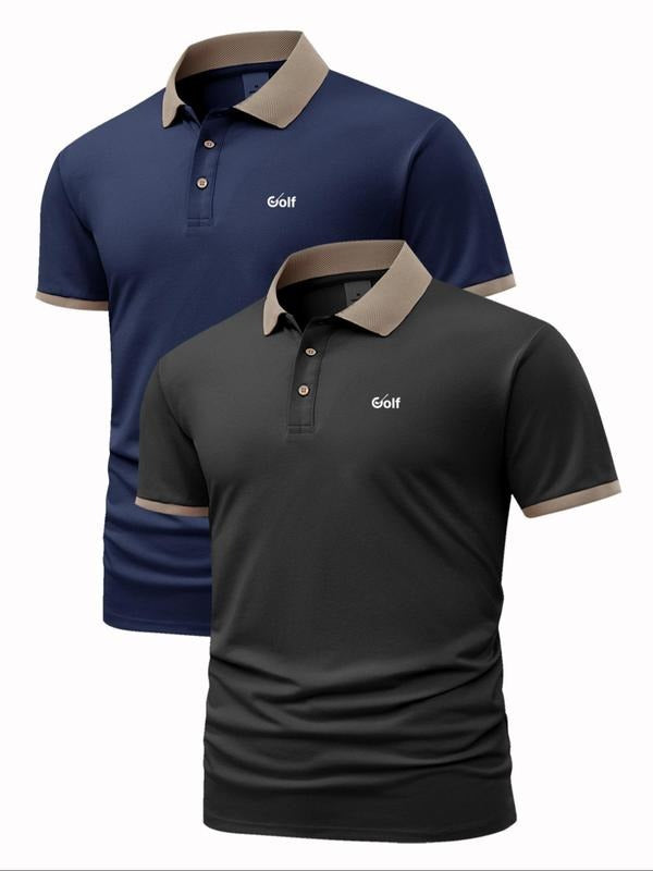 Men'WB shield Regular Fit Geometric Print Polo Shirt, Casual Short Sleeve Collared Top for Summer, Fashion Men'WB shield...