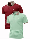 Men'WB shield Regular Fit Geometric Print Polo Shirt, Casual Short Sleeve Collared Top for Summer, Fashion Men'WB shield...
