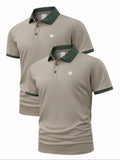 Men'WB shield Regular Fit Geometric Print Polo Shirt, Casual Short Sleeve Collared Top for Summer, Fashion Men'WB shield...