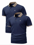 Men'WB shield Regular Fit Geometric Print Polo Shirt, Casual Short Sleeve Half Zip Top for Summer, Fashion Men'WB shield...