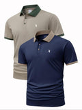 Men'WB shield Regular Fit Geometric Print Polo Shirt, Casual Short Sleeve Half Zip Top for Summer, Fashion Men'WB shield...
