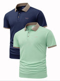 Men'WB shield Regular Fit Geometric Print Polo Shirt, Casual Short Sleeve Half Zip Top for Summer, Fashion Men'WB shield...