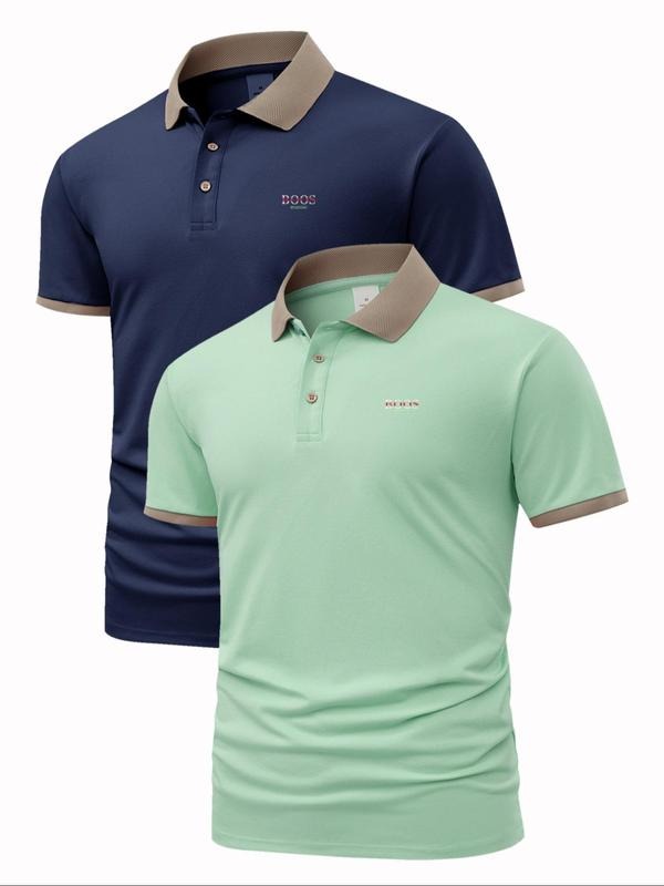 Men'WB shield Regular Fit Geometric Print Polo Shirt, Casual Short Sleeve Half Zip Top for Summer, Fashion Men'WB shield...