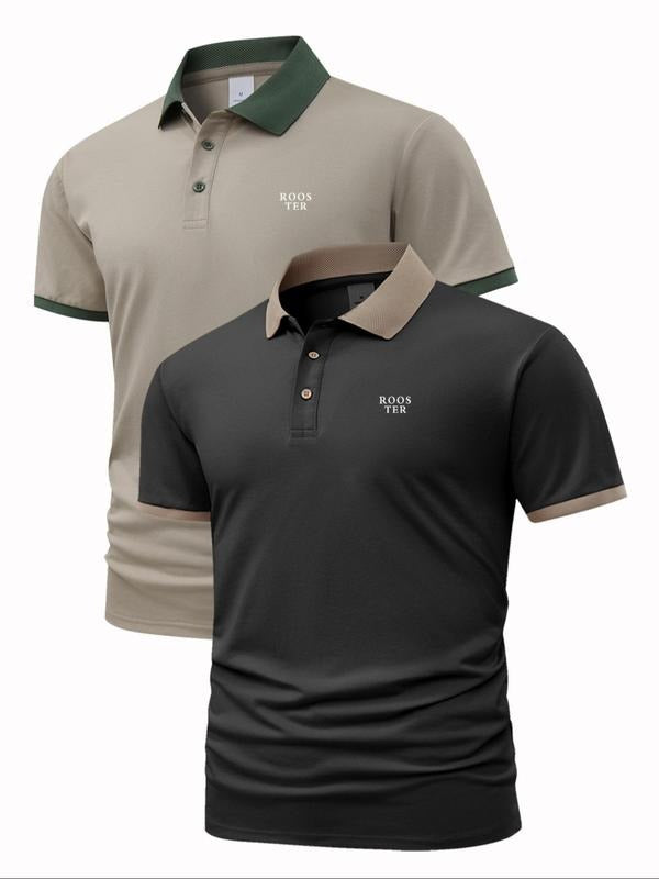 Men'WB shield Regular Fit Geometric Print Short Sleeve Polo Shirt, Casual Comfy Top for Summer, Fashion Men'WB shield TNF...