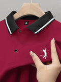 Men'WB shield Regular Fit Golf Print Polo Shirt, Casual Short Sleeve Collared Top for Summer, Fashion Men'WB shield TNF...