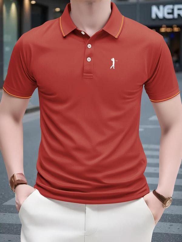 Men'WB shield Regular Fit Graphic Polo Shirt, Casual Short Sleeve Top for Summer, Fashion Men'WB shield TNF for Daily...