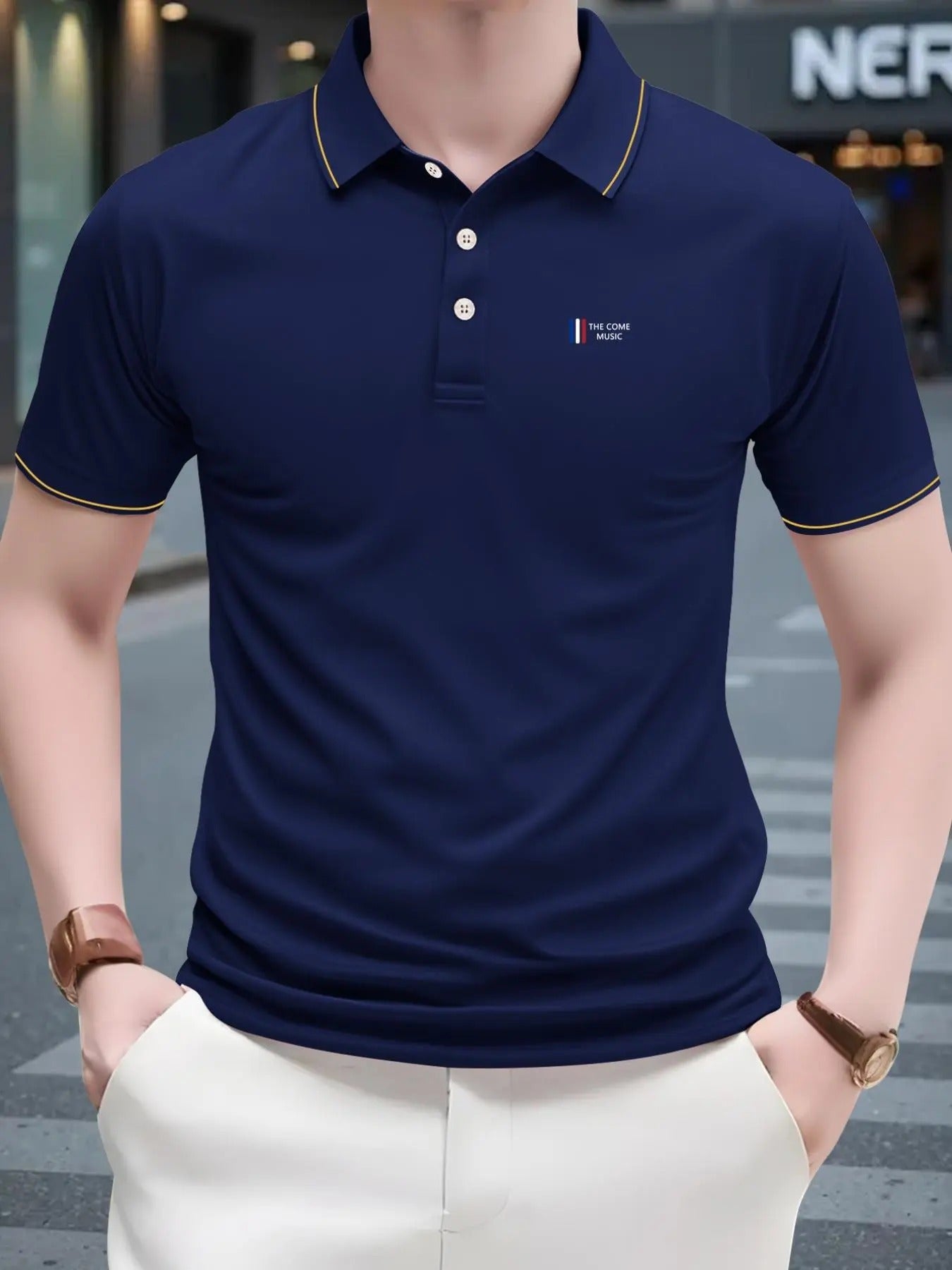 Men'WB shield Regular Fit Graphic Polo Shirt, Casual Short Sleeve Top for Summer, Fashion Men'WB shield TNF for Daily...