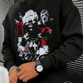 Men'WB shield Regular Fit Graphic Print Drop Shoulder Sweatshirt, Casual Long Sleeve Round Neck Pullover for Fall &...