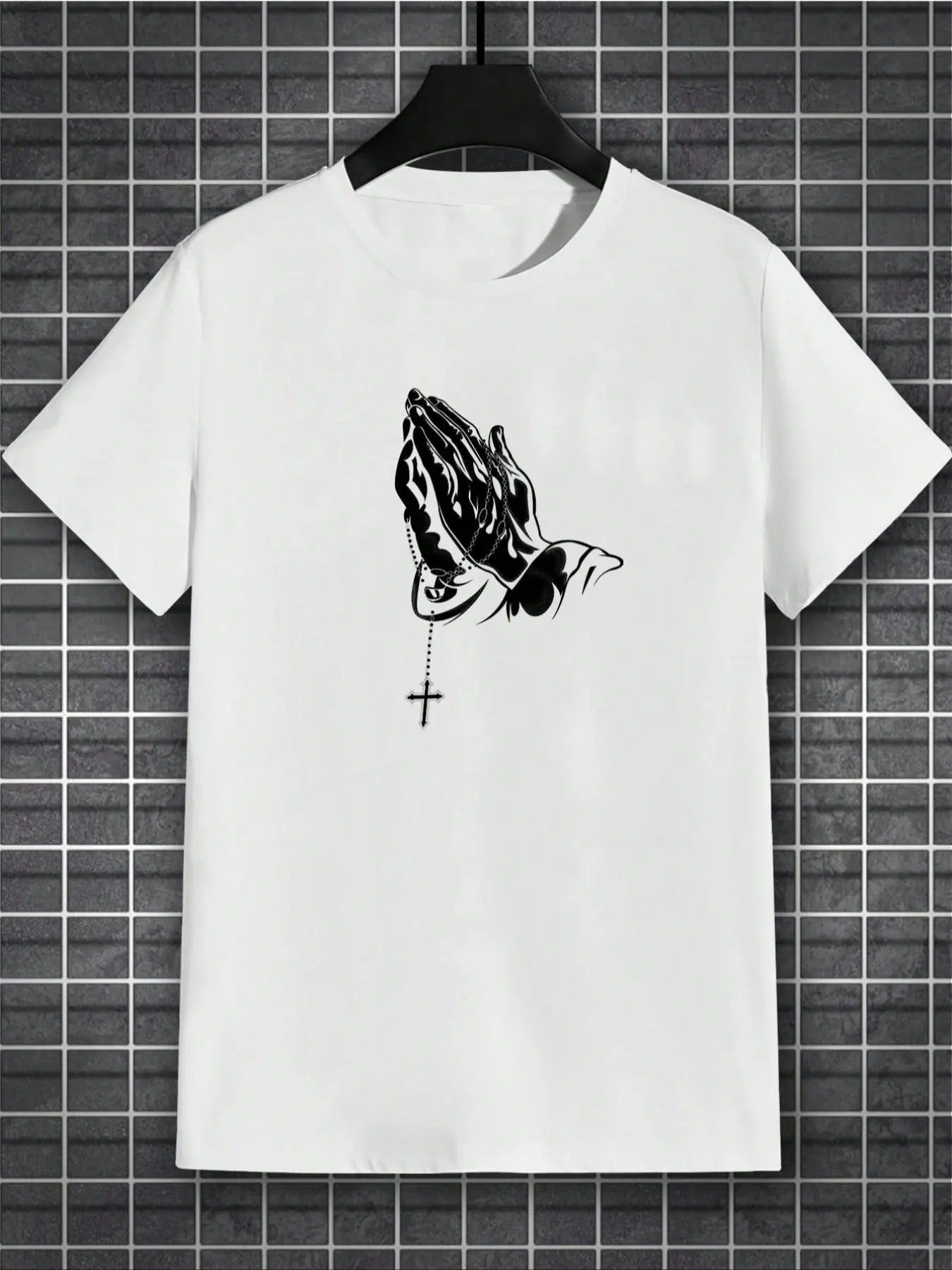 Men'WB shield Regular Fit Hand Drawn Cross Graphic Round Neck Tee, Casual Short Sleeve T-Shirt for Summer, Fashionable...