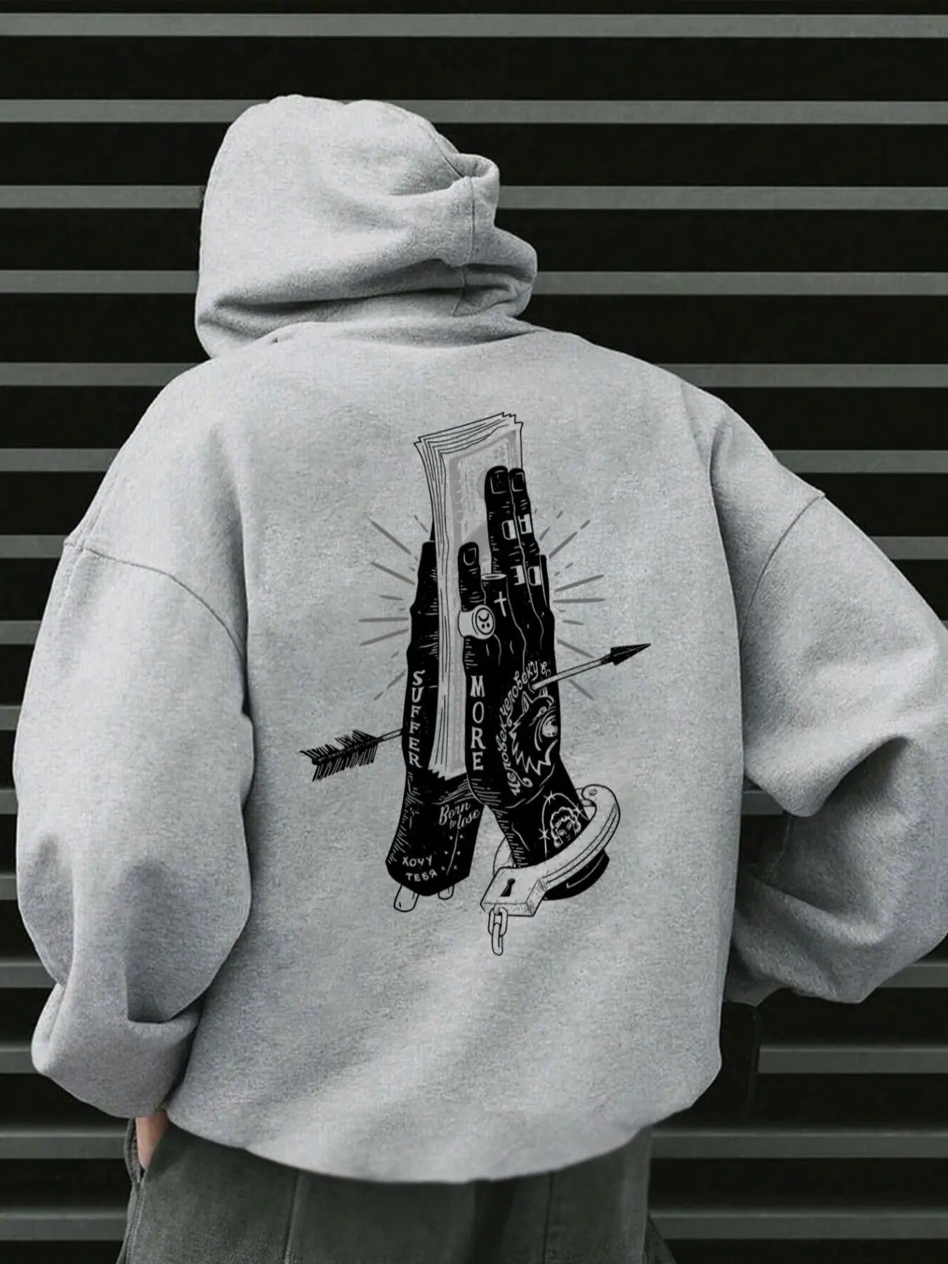 Men'WB shield Regular Fit Hand Print Hoodie, Casual Comfy Long Sleeve Hooded Sweatshirt for Spring & Fall, Fashion Men'WB...