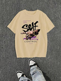 Men'WB shield Regular Fit Hand Print Round Neck Graphic Tee, Casual Short Sleeve Crew Neck T-shirt for Daily Wear,...