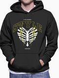 Men'WB shield Regular Fit Heart & Letter Print Drawstring Hoodie, Casual Comfy Pocket Hooded Sweatshirt for Spring &...