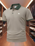 Men'WB shield Regular Fit Horse Print Polo Shirt, Casual Short Sleeve Half Zip Collar Top for Summer, Fashion Men'WB...