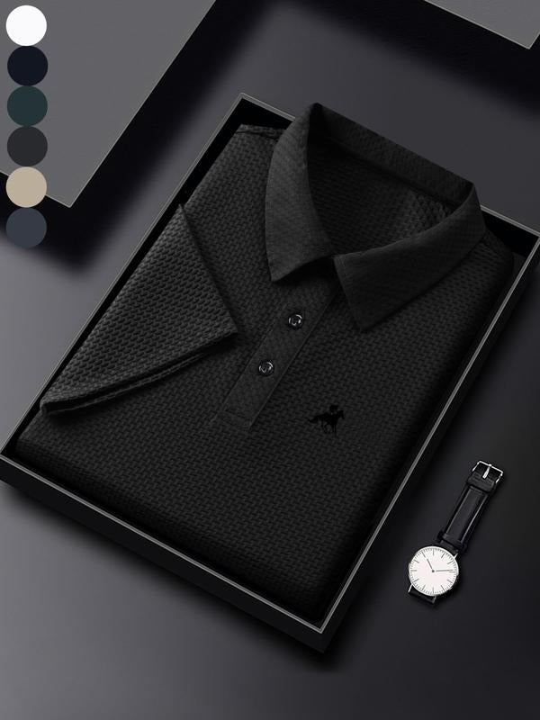 Men'WB shield Regular Fit Horse Print Polo Shirt, Casual Short Sleeve Half Zip Up Collared Top for Summer, Fashion Men'WB...