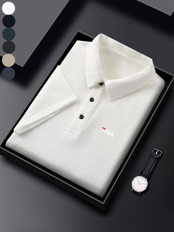 Men'WB shield Regular Fit Jacquard Polo Shirt, Casual Short Sleeve Collared Top for Summer, Fashion Men'WB shield TNF for...
