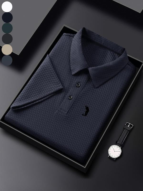 Men'WB shield Regular Fit Jacquard Polo Shirt, Casual Short Sleeve Collared Top for Summer, Fashion Men'WB shield TNF for...