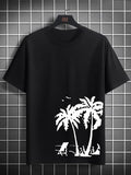 Men'WB shield Regular Fit Landscape Print Round Neck Tee, Casual Summer TNF FOG Comfy Short Sleeve T-shirt for Summer,...