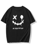 Men'WB shield Regular Fit Letter & Cartoon TNF Print Drop Shoulder Tee, Street Casual Minimalist FOG Comfortable Round...