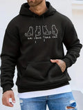 Men'WB shield Regular Fit Letter & Cat Print Drop Shoulder Hoodie, Fashion Casual Drawstring Pocket Hooded Sweatshirt for...