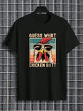 Men'WB shield Regular Fit Letter & Chicken Print Round Neck Tee, Summer TNF Casual FOG Comfortable Short Sleeve T-shirt...
