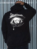 Men'WB shield Regular Fit Letter & Eye Print Drawstring Hoodie, Casual Pocket Drop Shoulder Hooded Sweatshirt, Men TNF...