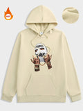 Men'WB shield Regular Fit Letter & Figure Print Drawstring Pocket Hoodie, Casual Comfy Long Sleeve Hooded Sweatshirt for...