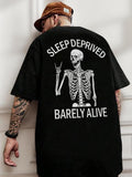 Men'WB shield Regular Fit Letter & Skeleton Print Drop Shoulder Tee, Street Fashion Casual FOG Comfy Round Neck Short...