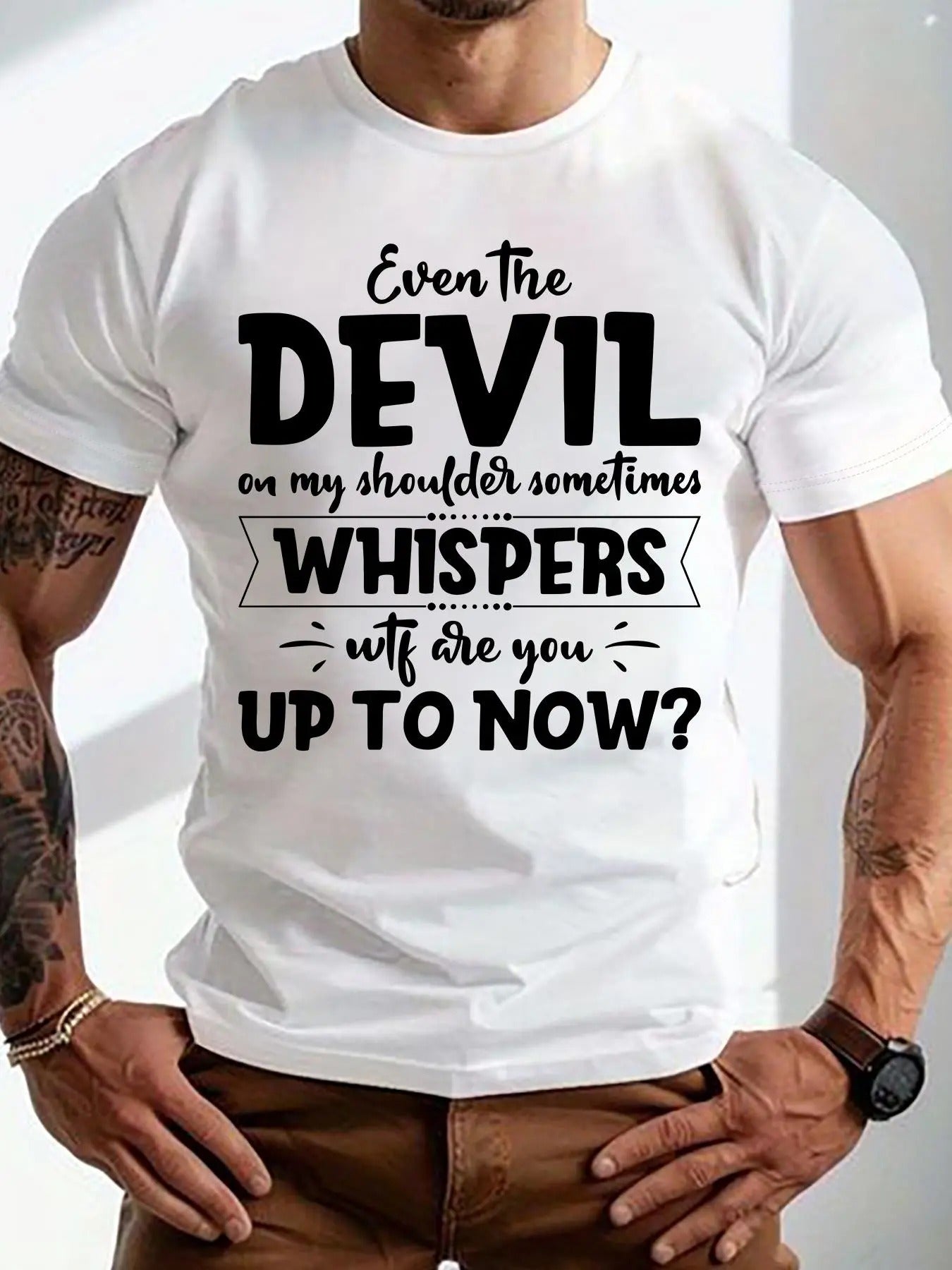 Men'WB shield Regular Fit Letter & Slogan Graphic Round Neck Tee, Casual Short Sleeve Crew Neck T-Shirt for Summer, Comfy...