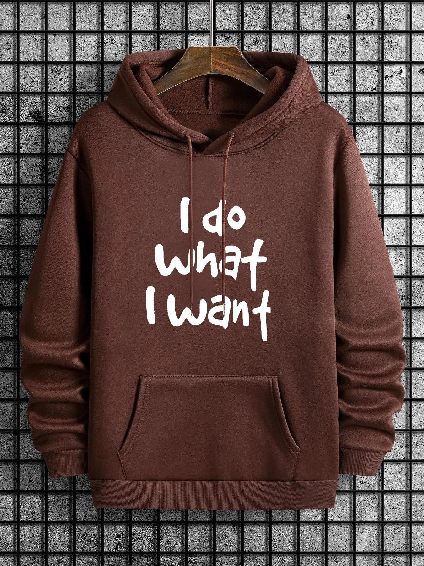 Men'WB shield Regular Fit Letter Print Drawstring Hoodie, Casual Comfy Pocket Pullover Hooded Sweatshirt for Spring &...