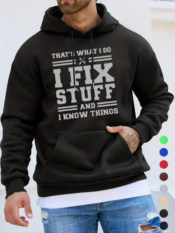 Men'WB shield Regular Fit Letter Print Drop Shoulder Hoodie, Fashion Casual Drawstring Pocket Hooded Sweatshirt for Daily...