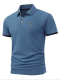 Men'WB shield Regular Fit Letter Print Polo Shirt, Casual Short Sleeve Collared Top for Summer, Fashion Men'WB shield TNF...