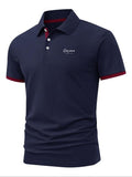 Men'WB shield Regular Fit Letter Print Polo Shirt, Casual Short Sleeve Collared Top for Summer, Fashion Men'WB shield TNF...