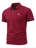 Men'WB shield Regular Fit Letter Print Polo Shirt, Casual Short Sleeve Top for Summer, Fashion Men'WB shield TNF for...