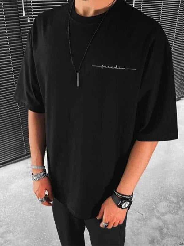 Men'WB shield Regular Fit Letter Print Round Neck Streetwear Tee Without Necklace, Summer TNF, Crew Neck Short Sleeve...