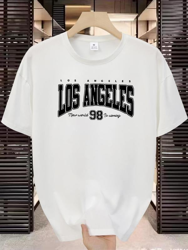 Men'WB shield Regular Fit Letter Print Round Neck Tee, Casual Short Sleeve Crew Neck T-shirt for Spiky hair fighters...