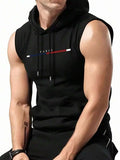 Men'WB shield Regular Fit Letter Print Tank Top, Casual Sleeveless Hooded Hoodie for Summer, Fashion Men'WB shield TNF...