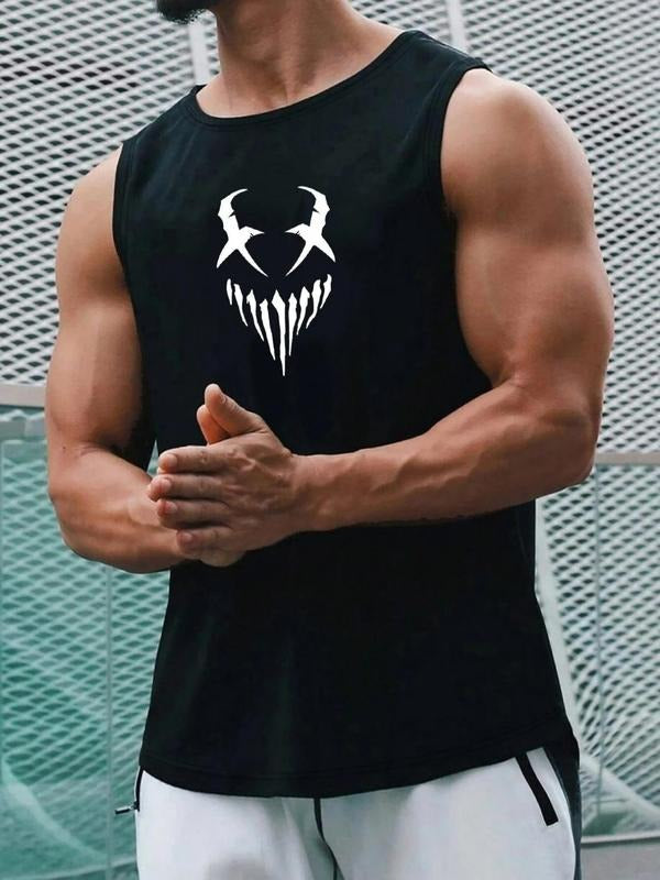 Men'WB shield Regular Fit Letter Print Tank Top, Casual Sleeveless Round Neck Top for Summer, Fashion Men'WB shield TNF...