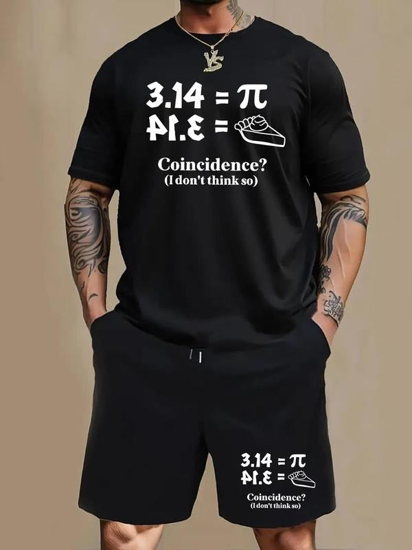 Men'WB shield Regular Fit Letter Print Tee & Pocket Shorts Set, Casual Short Sleeve T-shirt & Track Shorts, Men'WB shield...