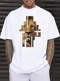 Men'WB shield Regular Fit Lion Print Round Neck Tee, Casual Short Sleeve Crew Neck T-Shirt for Summer, Fashion Men'WB...