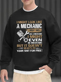 Men'WB shield Regular Fit Mechanic Print Drop Shoulder Sweatshirt, Casual Long Sleeve Round Neck Pullover for Fall &...