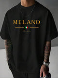 Men'WB shield Regular Fit Milano & Italy Flag Print Round Neck Tee, Casual Short Sleeve Crew Neck T-shirt for Summer,...