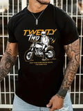 Men'WB shield Regular Fit Motorcycle Print Round Neck Tee, Casual Short Sleeve T-shirt for Daily Wear, Men'WB shield Top...