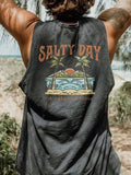 Men'WB shield Regular Fit Palm Tree & Mountain Print Tank Top, Casual Street Sleeveless Top for Daily Wear, Men'WB shield...