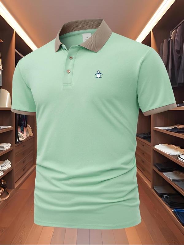 Men'WB shield Regular Fit Penguin Print Polo Shirt, Casual Short Sleeve Collared Top for Summer, Fashion Men'WB shield...