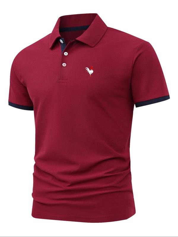 Men'WB shield Regular Fit Rooster Print Polo Shirt, Casual Short Sleeve Collared Top for Summer, Fashion Men'WB shield...