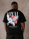 Men'WB shield Regular Fit Rose & Wing Print Round Neck Tee, Casual Short Sleeve Crew Neck T-shirt for Summer, Fashion...