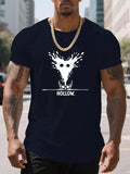 Men'WB shield Regular Fit Skeleton Print Round Neck Tee, Casual Short Sleeve Crew Neck T-shirt for Daily Wear, Fashion...