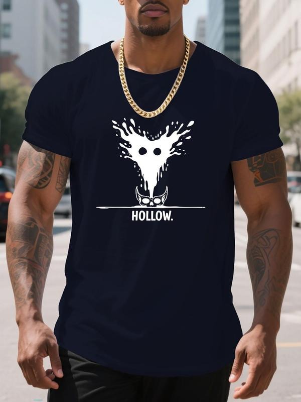 Men'WB shield Regular Fit Skeleton Print Round Neck Tee, Casual Short Sleeve Crew Neck T-shirt for Daily Wear, Fashion...
