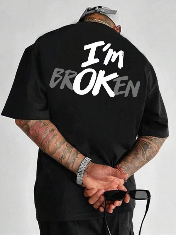 Men'WB shield Regular Fit Slogan Graphic Round Neck Tee, Casual Short Sleeve Crew Neck T-shirt for Summer, Fashion Men'WB...